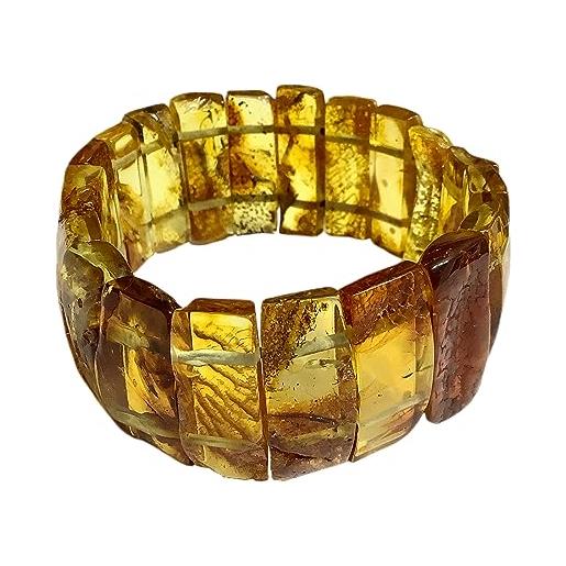 Bernstein by Kindl bracciale in ambra con piastre l, g. 18-20, bracciale da donna in vera ambra baltica, colore naturale, 100% fatto a mano in germania, 19, pietra, ambra