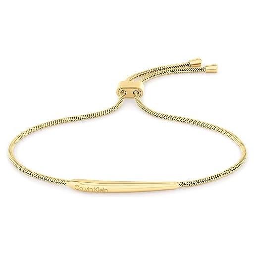 Calvin Klein braccialetto a catena da donna collezione elongated drops in acciaio inossidabile, oro (gold)