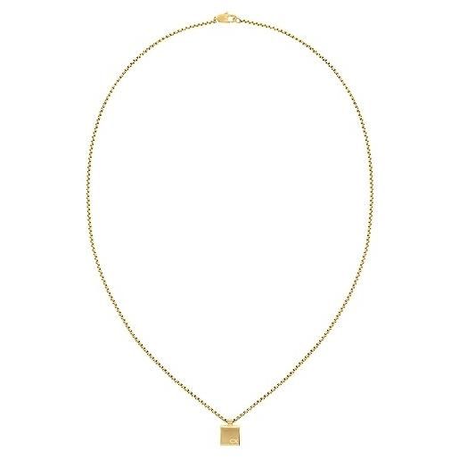 Calvin Klein collana da uomo collezione minimalistic squares in acciaio inossidabile, oro (gold)