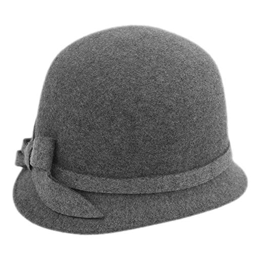 MELEGARI cappello donna cloche ester | feltro di lana impermeabile | autunno/inverno (grigio, 56-58)