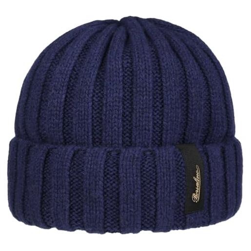 Borsalino berretto in cachemire donna/uomo - made italy beanie lana lavorato a maglia con risvolto inverno autunno/inverno - taglia unica blu