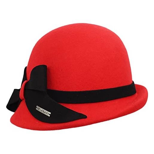 CAPPELLERIA MELEGARI cappello donna cloche tindara | feltro di lana impermeabile | autunno/inverno (rosso, 56-58)