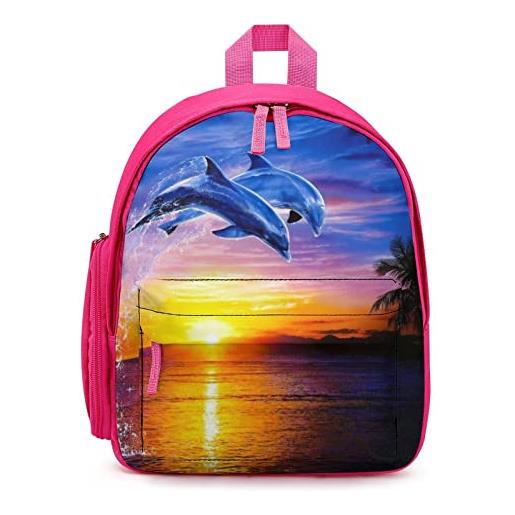 LafalPer borsa scuola materna per bambini zaino prescolare leggera per ragazze zaini piccoli per il ritorno a scuola delfino all'alba