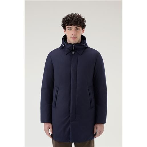 Woolrich uomo cappotto 2 in 1 in misto lana italiana e seta realizzato con un tessuto loro piana blu taglia xxl
