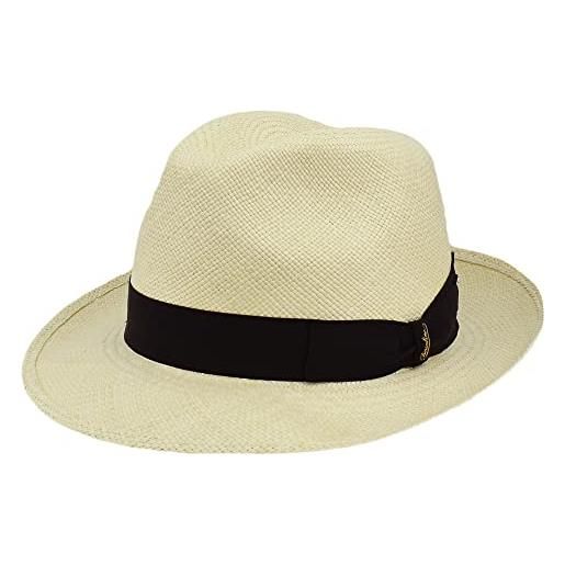 Borsalino cappello fedora panama quito tesa media (59, naturale (nastro nero))