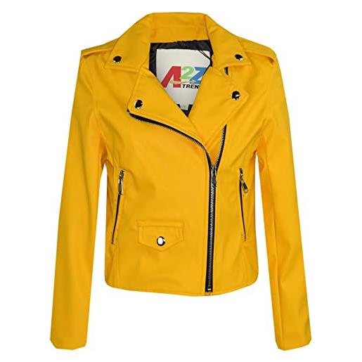 A2Z 4 Kids giacca in pelle pu con collo spesso giacca biker - pu leather jacket 460 mustard 11-12. 