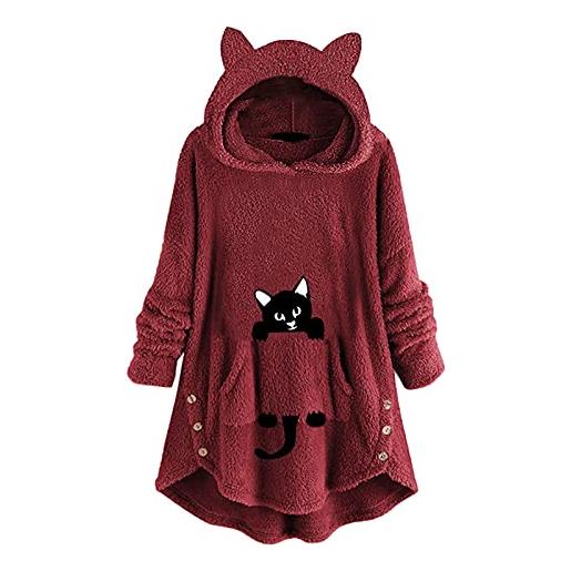 Fannyfuny vestaglia invernale pile bottoni cappotto da donna a maniche lunghe con cappuccio e cerniera lampo con cappuccio cappotti morbidi con cappuccio con tasca con cerniera calda abbigliamento x caccia