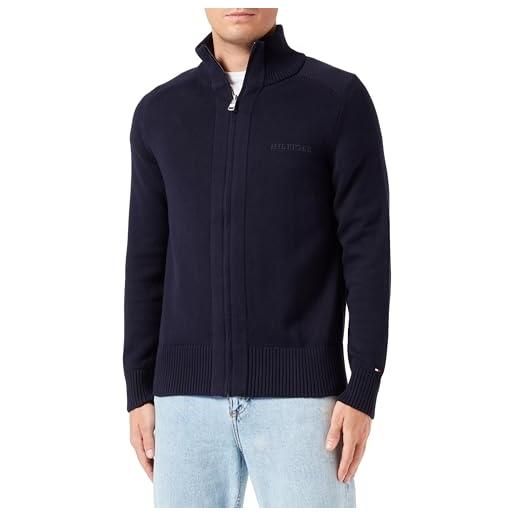 Tommy Hilfiger cardigan uomo cotton zip giacca in maglia, blu (desert sky), s