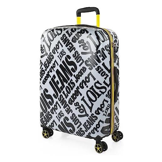 Lois - valigia grande e resistente, valigie eleganti, valigia da stiva robusta, trolley spazioso, valigie trolley in offerta 171560, bianco e nero