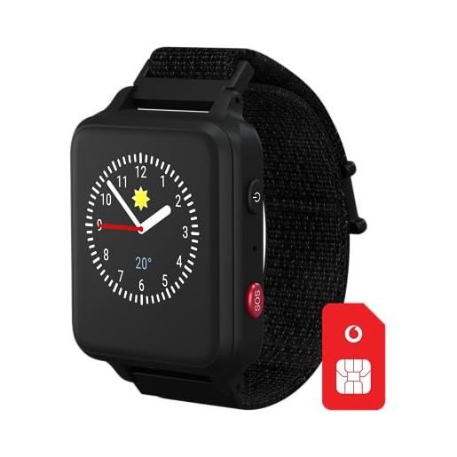 Vodafone anio 5 s (2023) orologio intelligente per bambini in nero | buono amazon 50€ dopo la registrazione sim | gps, chiamata, modalità scuola, sos, roaming