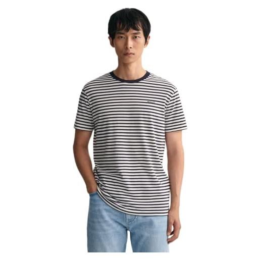 GANT striped t-shirt, t-shirt uomo, blu ( evening blue ), s