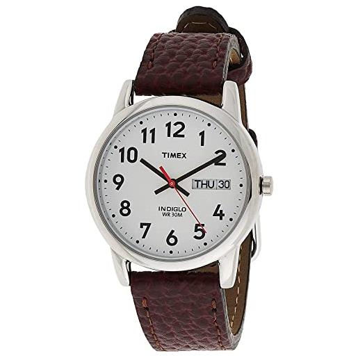 Timex t20041 orologio da uomo con cinturino in pelle facile da leggere, 35 mm