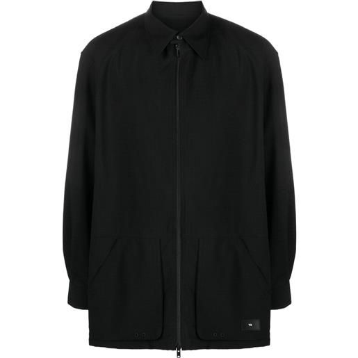 Y-3 giacca-camicia con zip - nero