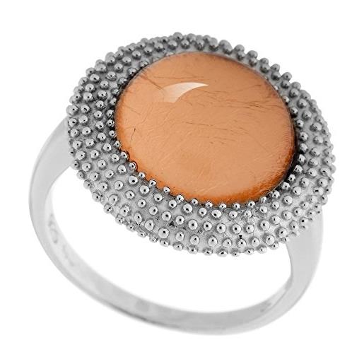 Orphelia - anello da donna in argento 925 rodiato e vetro oro, taglio rotondo, taglia e argento, 56 (17.8), colore: oro rosa, cod. Zr-6041/1/56