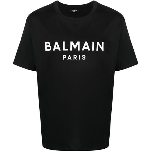 Balmain t-shirt girocollo con stampa - nero