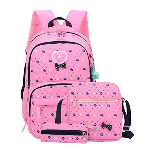 GudeHome leggero scuola zaino carino spalla zaino ragazze scuola borse 9 colori, pink cartoon girl, m