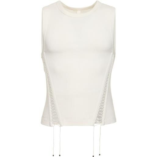 DION LEE tank top picot in cotone stretch