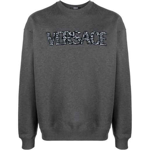 Versace felpa con applicazione logo - grigio