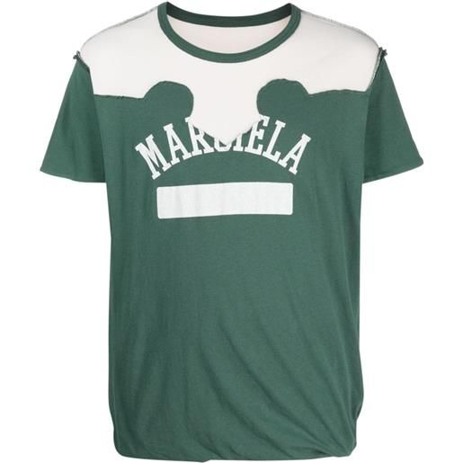 Maison Margiela t-shirt décortiqué con stampa - verde