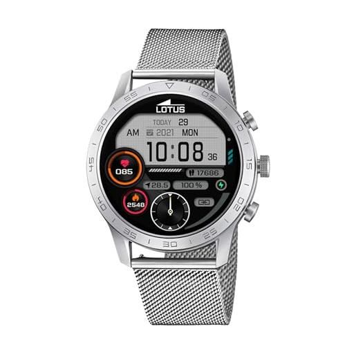 LOTUS orologio intelligente uomo - smartwatch acciaio inossidabile 316l - impermeabile ip65 50047/1 - controllo musica, contapassi e calorie, multi sport, frequenza cardiaca e pressione