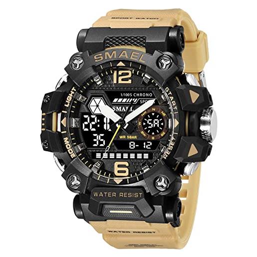 SMAEL 8072 - orologio da polso da uomo, militare, digitale, impermeabile, tattico, sportivo, a led, 8072, khaki-8072, sportivo