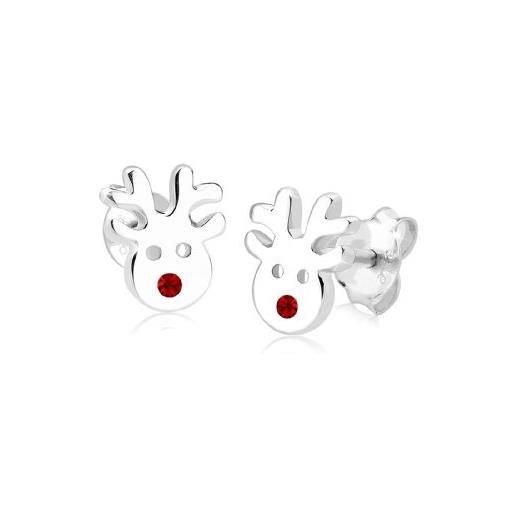 Elli orecchini bambini orecchini a perno renna motivo giocoso con cristallo in argento sterlino 925