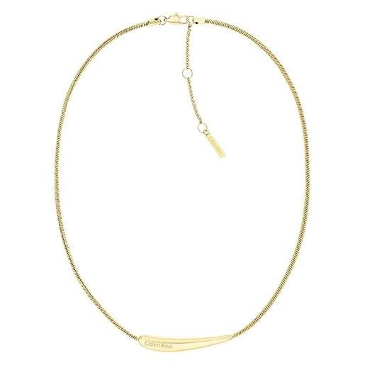 Calvin Klein collana da donna collezione elongated drops in acciaio inossidabile, oro (gold)