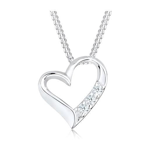Elli diamore collana donna con pendente cuore eternità con diamante (0,06 ct. ) in argento 925