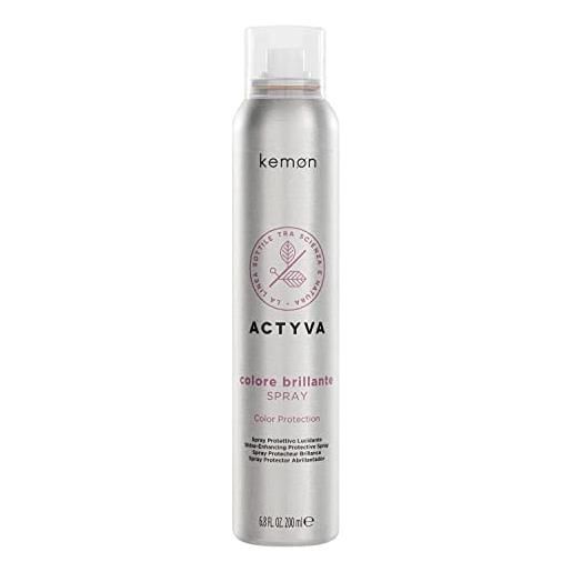 Kemon - actyva colore brillante spray, azione lucidante e protettiva contro l'inquinamento per capelli colorati- 200 ml