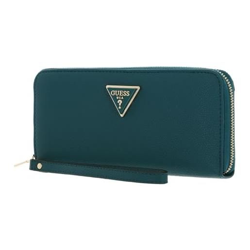 GUESS portafoglio zip around effetto martellato meridian teal, t. U. 