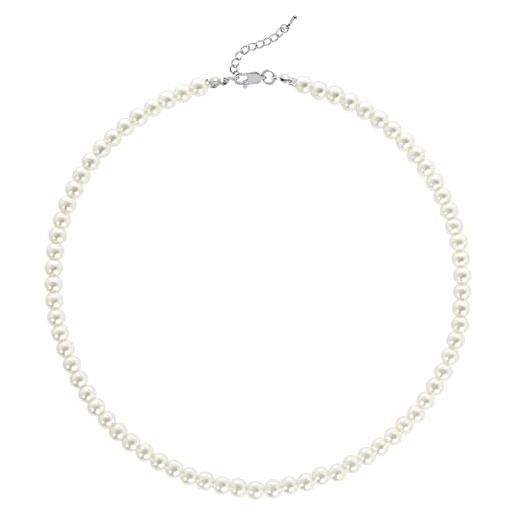 Duriya collana da donna con perle scintillanti imitazioni di perle, perfetta per ogni occasione (scatola regalo in velluto da 6 mm)