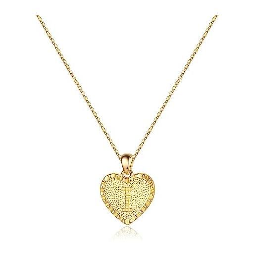 TINGN collana da donna a forma di cuore, in oro 14 carati, con ciondolo a forma di cuore, con ciondolo a forma di lettera a forma di cuore, realizzata a mano, idea regalo per donne e ragazze, ottone