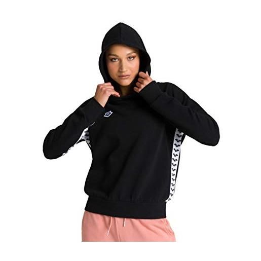 Arena w hoodie team, sweat shirt donna, black-white-black, m