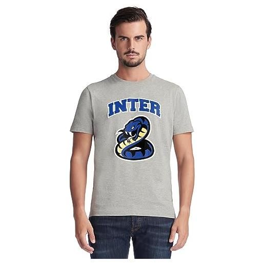 Inter t-shirt, adulto-unisex, prodotto ufficiale, design con biscione collezione esclusiva back to stadium, 100% cotone, adatta a tutti i tifosi nerazzurri