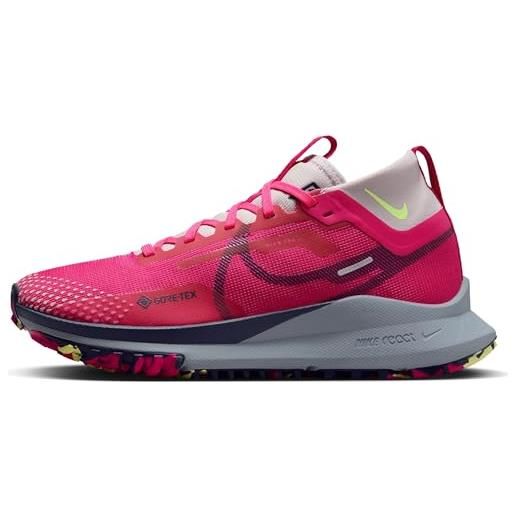 Nike w react pegasus trail 4 gtx, basso donna, fireberry purple ink fierce pink, 38.5 eu