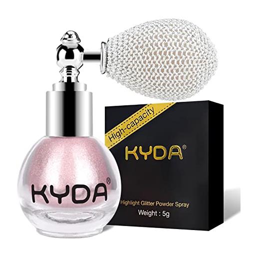 KYDA ownest spray illuminante in polvere, glitter ad alta lucentezza, spray in polvere per make up brillante, per uso cosmetico, viso e corpo, colore: rosa tenue