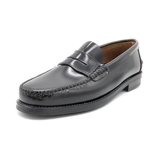 MARTTELY scarpe da lavoro da uomo cucite con telaio penny loafer suola in gomma, nero , 41 eu