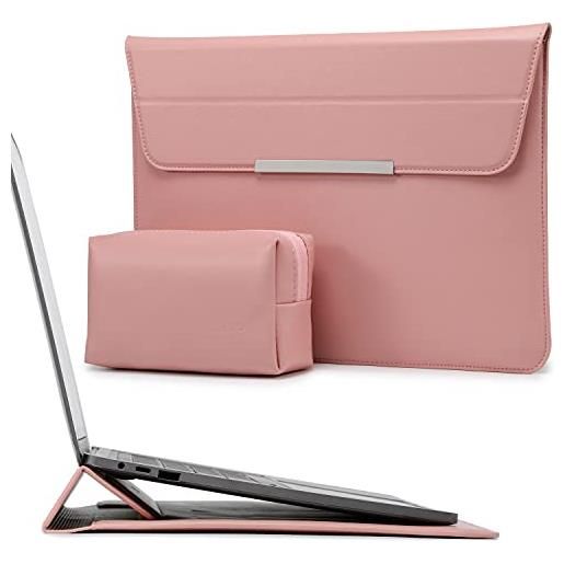 HYZUO 13-13,5 pollici custodia pc portatile laptop sleeve borsa in pelle con funzione stand compatibile con 13,5 surface laptop/mac. Book air 13/2012-2015 mac. Book pro 13/ hp spectre x360/envy 13, rosa