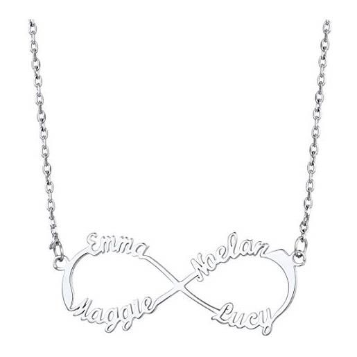U7 collana personalizzata con 4 nomi per donna collana con ciondolo infinity in acciaio inossidabile gioielli di moda personalizzati per regalo