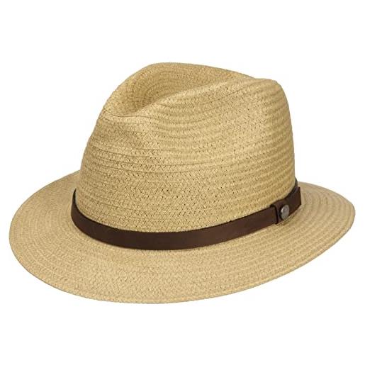 LIERYS cappello di paglia classic toyo donna/uomo - da sole estivo giardiniere con fascia in pelle primavera/estate - m (56-57 cm) natura