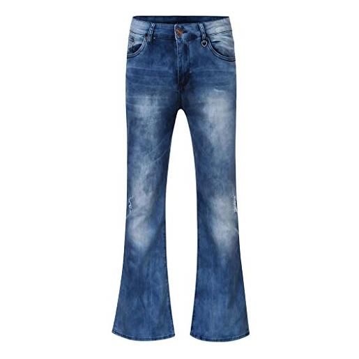 Beokeuioe jeans da uomo con tacco alto, pantaloni a percussione, pantaloni con grande colpo, colore blu scuro, con gamba larga, hip hop, b-1 blu, m