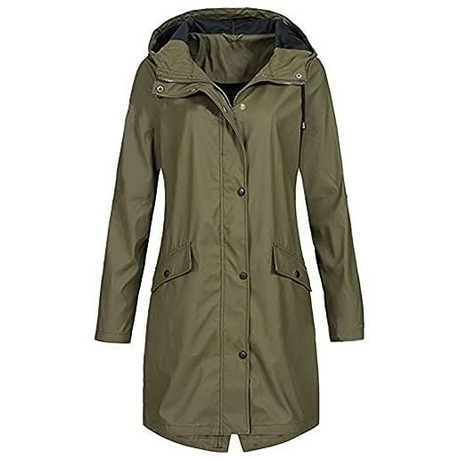 Yeooa giacca da pioggia da donna per l'escursionismo lungo giacca a vento impermeabile antivento softshell leggera giacca a vento per lo sport all'aperto (giallo, m)
