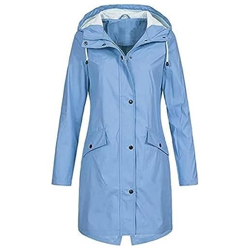 Yeooa giacca da pioggia da donna per l'escursionismo lungo giacca a vento impermeabile antivento softshell leggera giacca a vento per lo sport all'aperto (blu, xl)