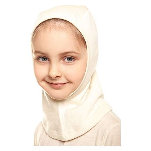 Menique - passamontagna unisex a collo lungo, in lana merino, per bambini e ragazze naturale 2-3 anni