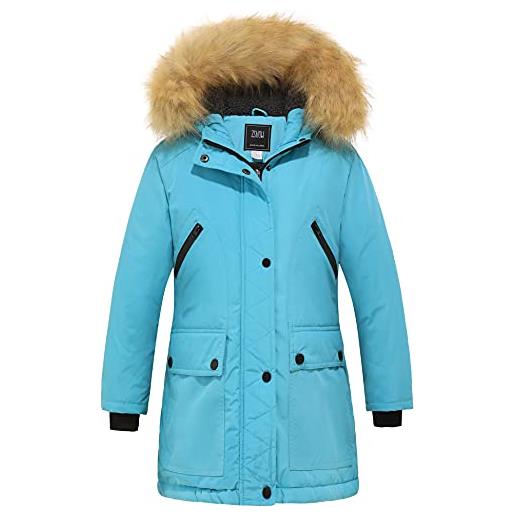 ZSHOW giacca invernale imbottita calda parka da esterno spessa a vento overcoat work winter jacket outdoor casual bambina azzurro chiaro 140-146