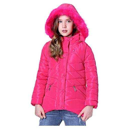 LSERVER rgazza giacca invernale da principessa piumino caldo con cappuccio bambina cappotto a manica lunga, rosa, 11-12 anni/ 160 cm