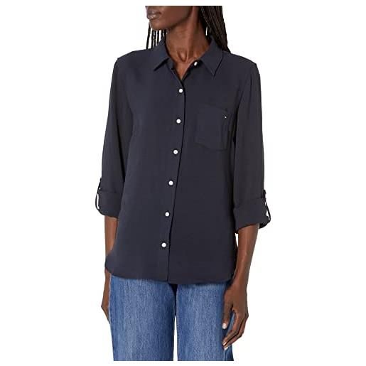 Tommy Hilfiger camicie abbottonate per donna, top casual, cielo capt, l