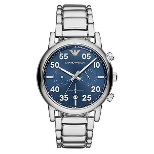 Emporio Armani orologio uomo, movimento cronografo, cassa in acciaio inossidabile 43 mm con bracciale in acciaio inossidabile, ar11132