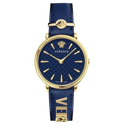 Versace orologio analogico al quarzo donna con cinturino in pelle ve8104522