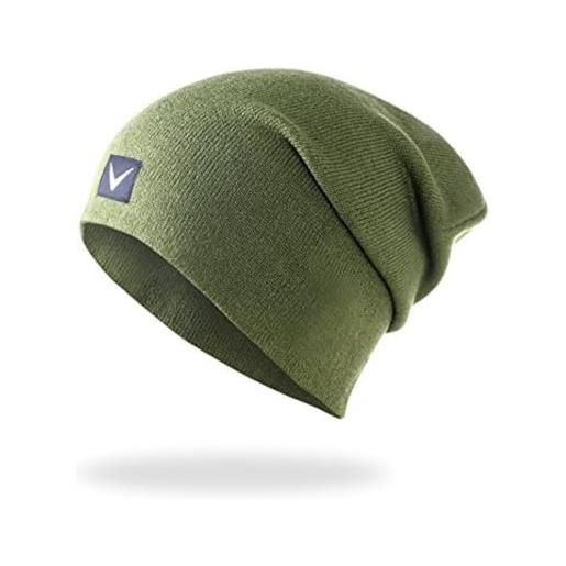 Black Crevice berretto unisex dal design sportivo i berretto a maglia in taglia unica di stile (taglia unica, verde oliva)